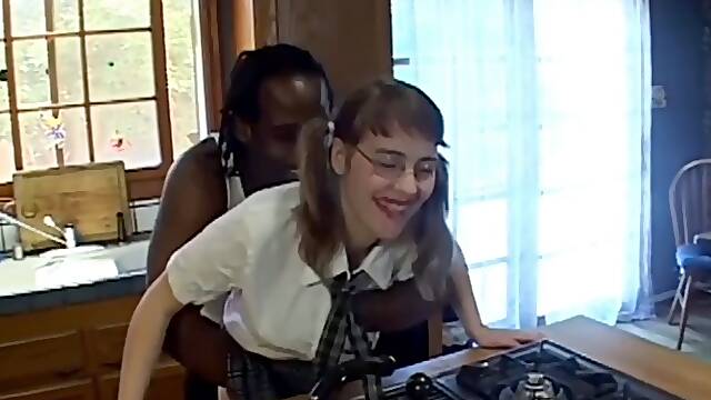 Nerdy teen takes a anal bbc fucking