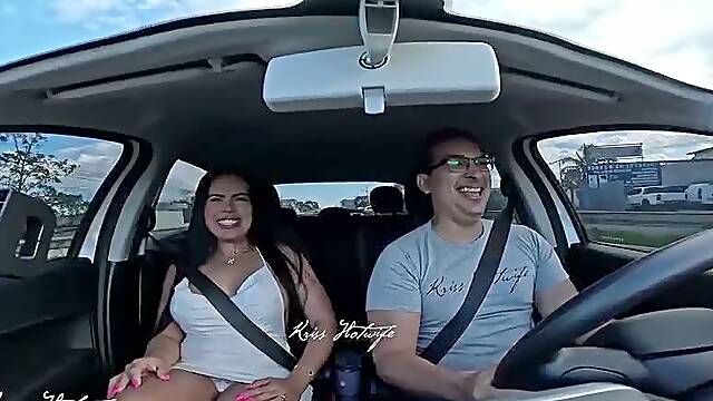 I put the cuckold in the drivers seat while his hung friend grabbed me from the back seat, we stop