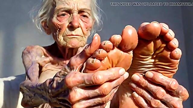 Granny Foot Oil Play - Self Massage Makes Her Lascivious and Oozing