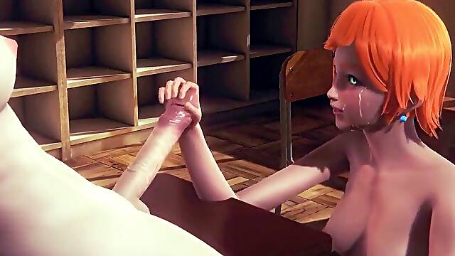Anime porn hermaphroditism - Gwen hj and Fucked by Futanari in Classroom - Japanese Asian Manga Anime Game Porn