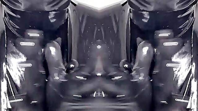 Cum eating for Lady Valeska's rubber clinic