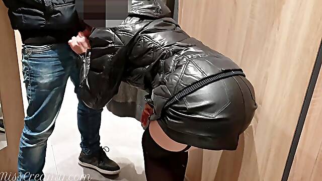 Public Sex - Hot Teacher Flashing and Sucking My Dick in the Mall Dressing Room - Misscreamy