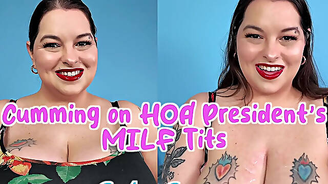 Cumming on Hoa President's MILF Tits - You Cum on Sydney Screams Big Tits After She Gives You a Lipstick Blowjob
