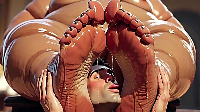 SSBBW Makes Skinny Slave Lick Her Sweaty Feet